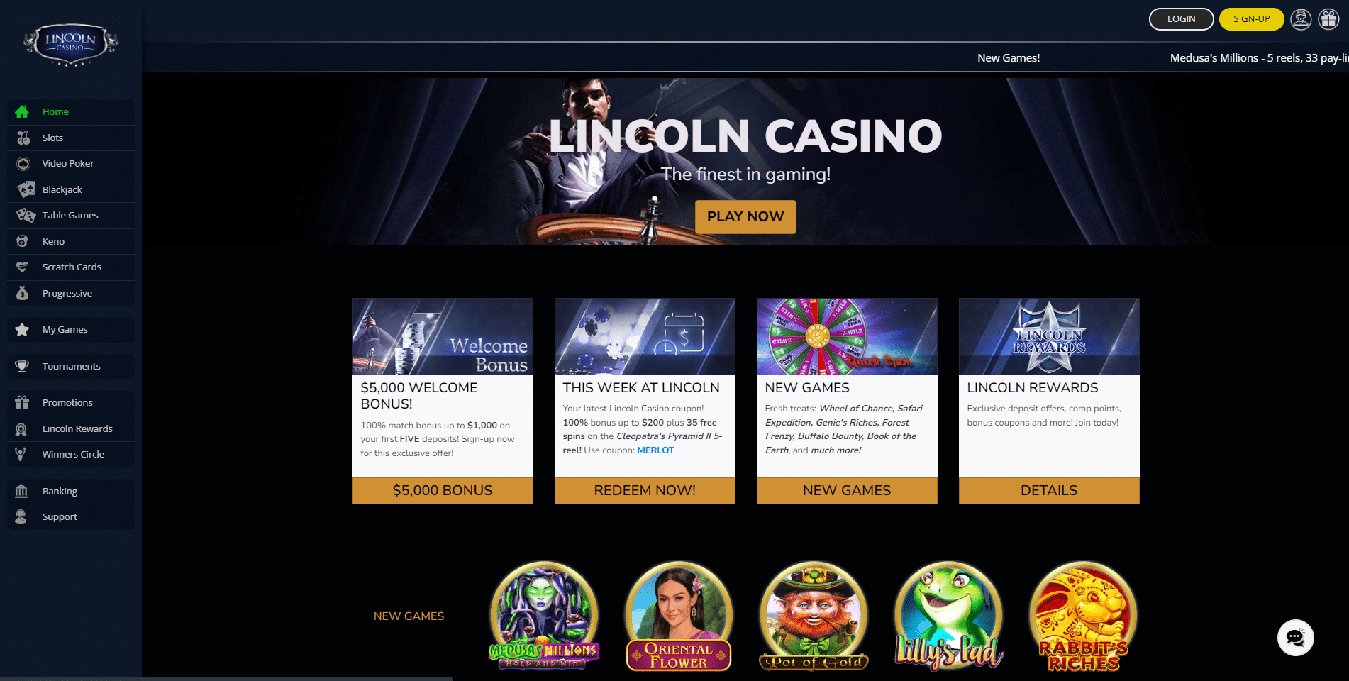 Lincoln Casino Homepage